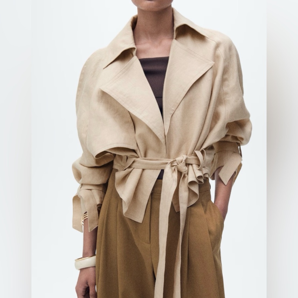 NWT Mango Linen Jacket with Belt - XS - Picture 3 of 10